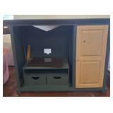 Painted Wood Cabinet With Natural Doors