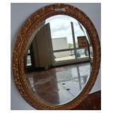 Ornate Oval Wall Mirror with Gold-Tone Frame