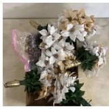 Artificial Floral Bouquets with Gold-Tone Details