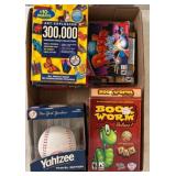 Box Lot with PC Games, Yankees Ball & Yahtzee