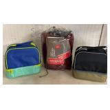 Two Lunch Bags & Heated Fleece Throw