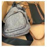 Two Shoulder Bags: Gray Fabric and Black Faux Leat