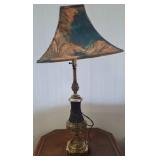 Brass and Fabric Table Lamp, 36in