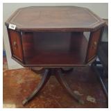 Octagonal Wood Side Table with Lion Motif Pulls