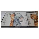Three Framed Animal-Themed Wall Prints