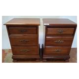 Wood Three-Drawer Nightstands