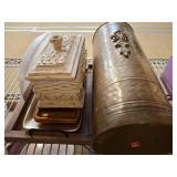 Decorative Storage Lot: Chest, Metal Canister, Tra