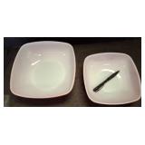 Red-and-White Pyrex Bowls, Made in USA