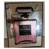 Framed Chanel No. 5 Bottle Artwork on Glass