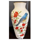1987 Franklin Porcelain Vase, Bird Motif