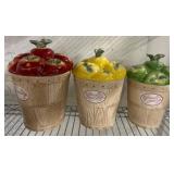 Pfaltzgraff Ceramic Fruit Basket Canisters