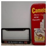 Camel Metal Thermometer and License Frame