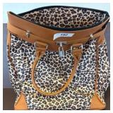 Leopard Print Rolling Tote Bag with Handles