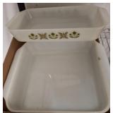 Fire-King Milk Glass Baking Dishes with Floral Des