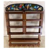 Wooden Thread Spool Rack with Stained Glass Top