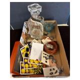 Lot: Jewelry, Glass Decanter, and Trinkets
