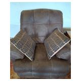 Brown Upholstered Recliner with Two Cushions