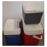 Three Igloo Coolers, Various Sizes