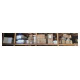 Large Assorted Box Lot: Lighting, Binders, &