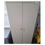 Beige Metal Storage Cabinet With Shelves