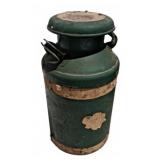 Green Metal Milk Can with Lid