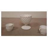 Milk Glass Hobnail Sugar, Creamer, Compote
