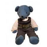 Blue Fabric Teddy Bear in Vest and Bow Tie