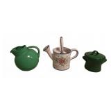 Ceramic Pitcher, Watering Can, and Lidded Pot