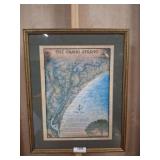 Framed Map Print The Grand Strand by Jerry A.