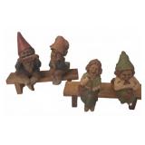 4 Bark Figurines Signed 1984-1985