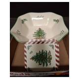 Spode Christmas Tree Bowl With Pimpernel Coasters
