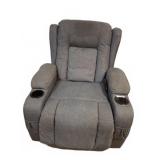 Gray Fabric Power Recliner Chair with Remote