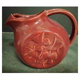 McCoy Red Ceramic Floral Pitcher