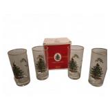 Spode Christmas Tree Glass Tumblers Set of 4