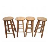 Four Wooden Bar Stools