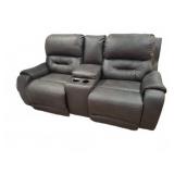 Lay-Flat Reclining Loveseat With Console