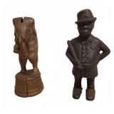 2 Cast Iron Banks: Policeman and Eleph