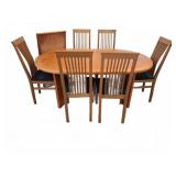 Dining Table With Six Slat-Back Chairs