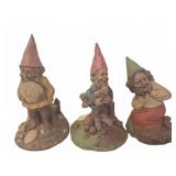 3 Signed Clark Gnome Figurines