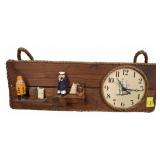 Nautical Wall Clock with Carved Sailors, 23"ï¿½