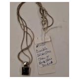 NY & Co Double Silvertone Chain Black Stone