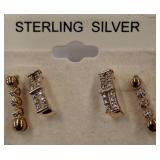 Gold Tone Sterling Silver Earrings Set
