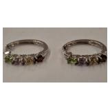 925 Multi-Stone Huggie Hoop Earrings
