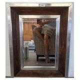 Mirror with Wood and Silver Frame, 28x36"