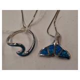 .925 Blue Opal Whale Pendant and Ring Set