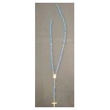Catholic Rosary with Blue Beads and Crucifix