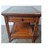 Glass Top Woven Wood End Table 24"ï¿½27"ï¿½27"