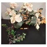 Basket with Silk Flowers Arrangement
