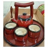 Pier 1 Shanghai Earthenware Tea Set with Bell