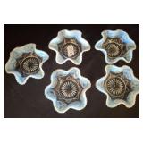 Five Opalescent Pattern Glass Bowls